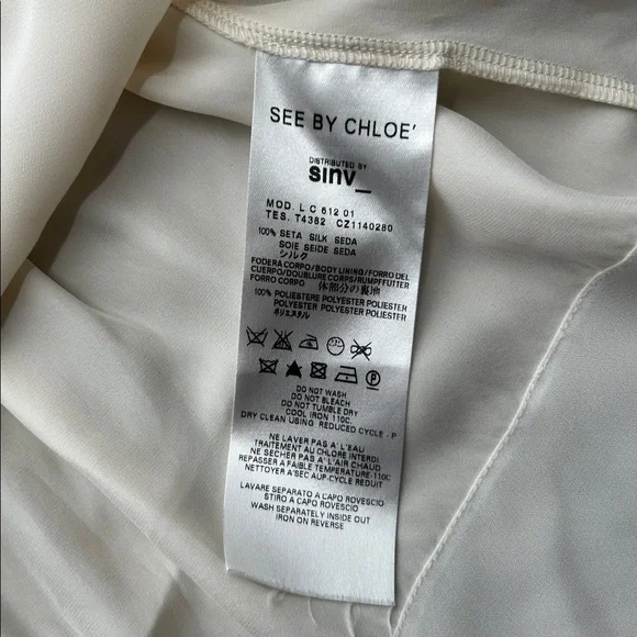 See by Chloé 100% Silk Babydoll Cami Top | Size 2 | Cream Ecru | EUC - Picture 8 of 10
